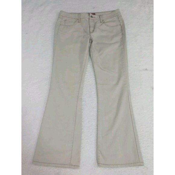 Levis 518 Superlow Stretch BootCut Jeans Women's Size 11 JR M Mid Rise Beige - Picture 2 of 8